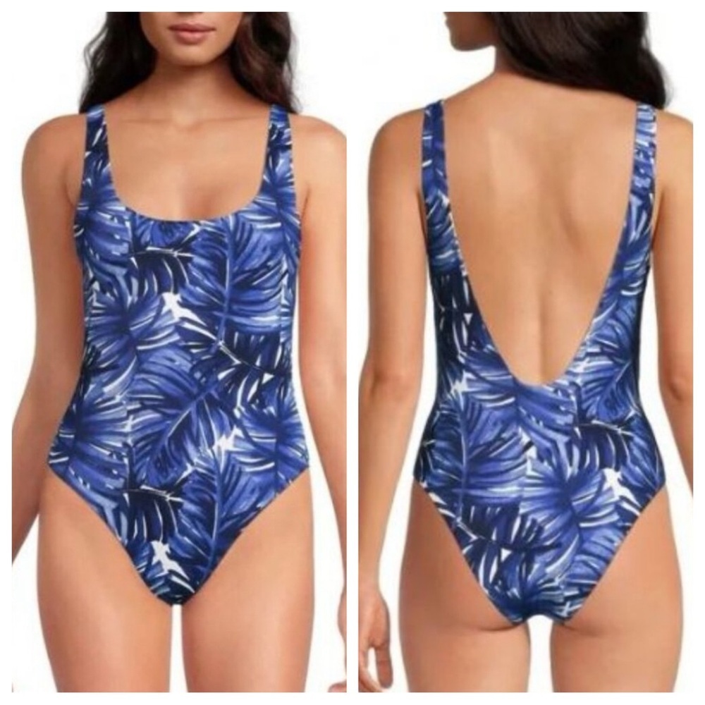 New! Onia Blue Rachel Leaf Print One Piece Swimsuit Size XS 38035